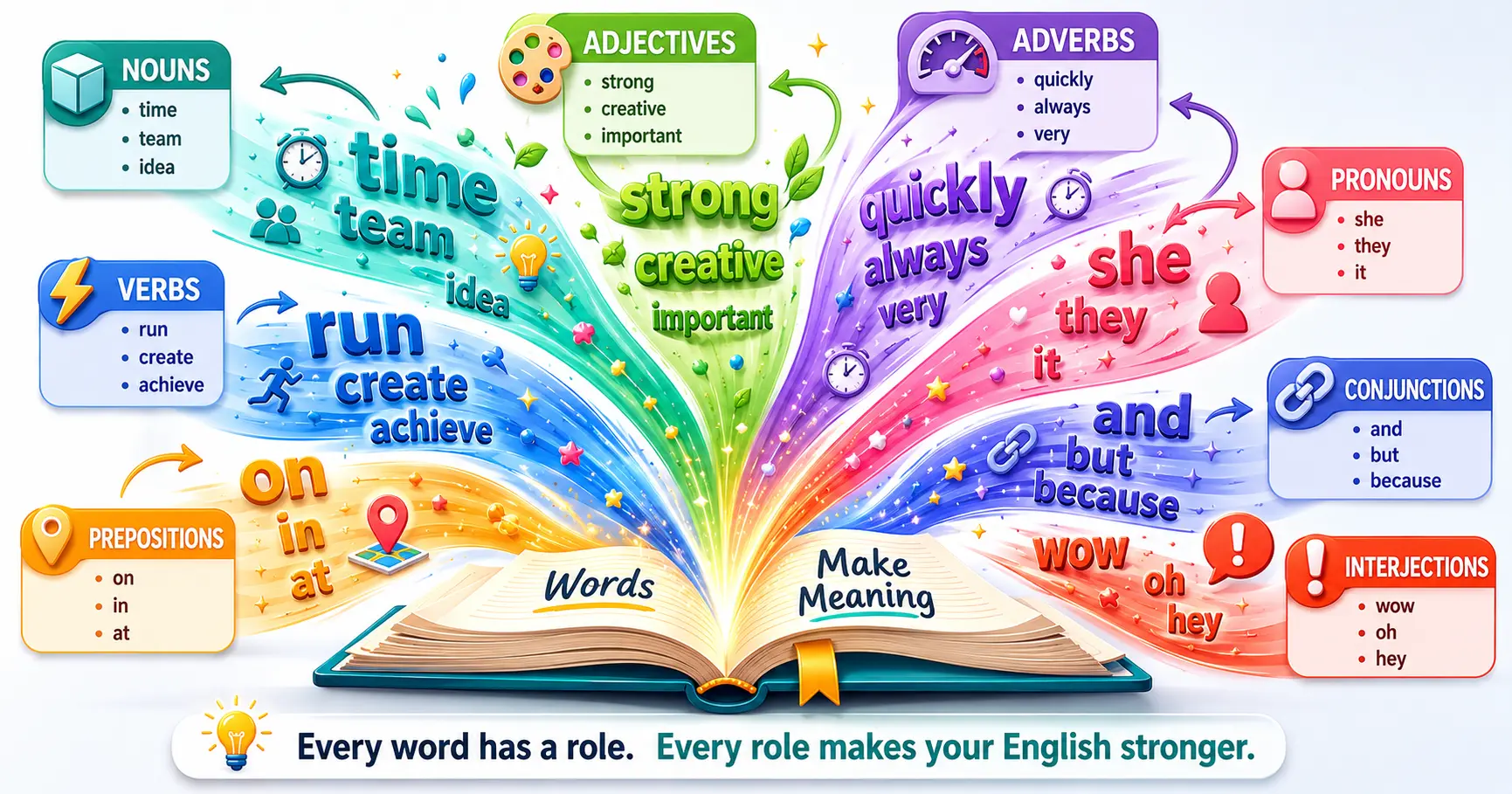 English Words by Part of Speech: Complete Lists and Examples