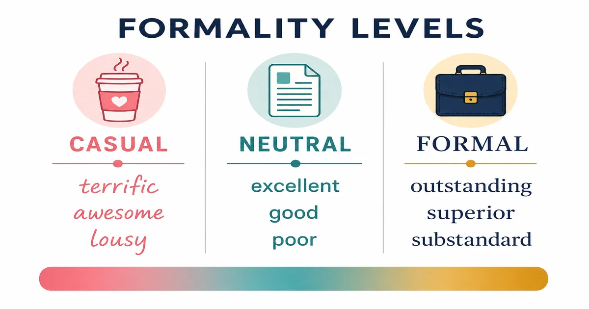 フォーマル度の比較：casual、neutral、formalの類義語