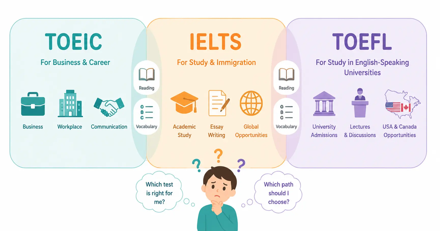 Сравнение экзаменов TOEIC, IELTS и TOEFL